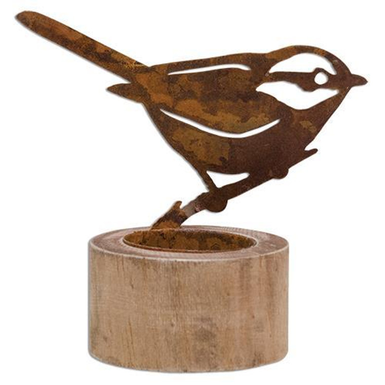 Rusty Bird Tealight Holder 4" G90147 By CWI Gifts