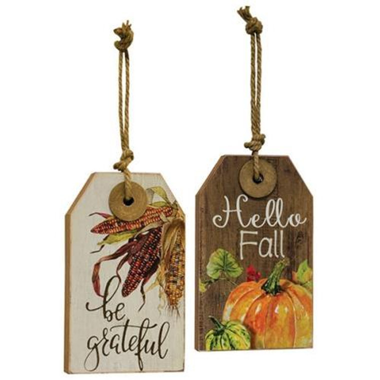 Be Grateful Wood Tag 2 Asstd. (Pack Of 2) G90484 By CWI Gifts