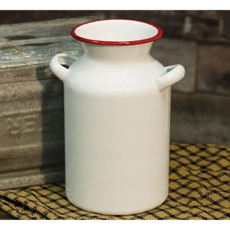 Red Rim Enamel Milk Can G9061R By CWI Gifts