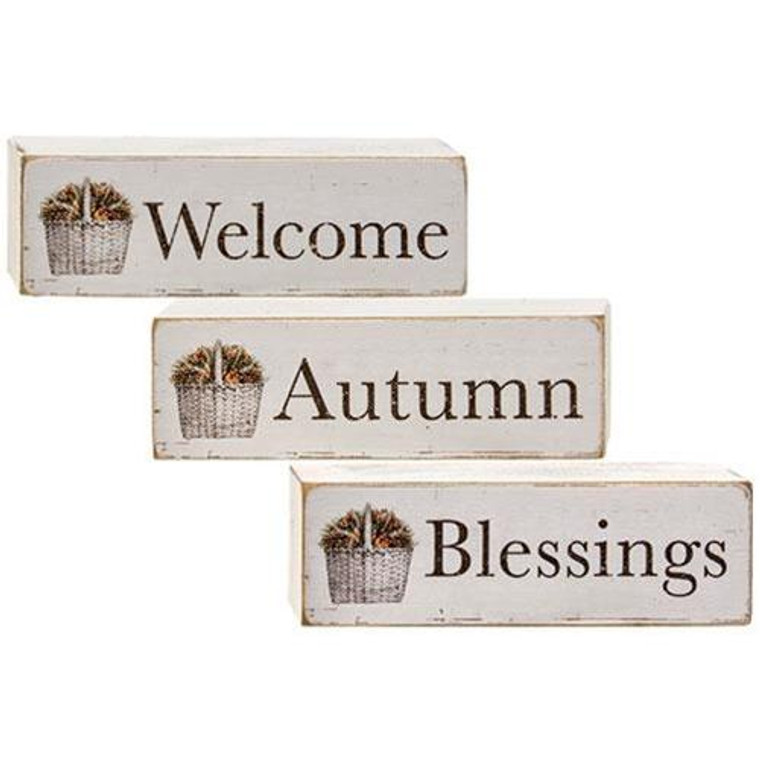 *Welcome Autumn Blessing Block 3 Asstd. (Pack Of 3) G90723 By CWI Gifts