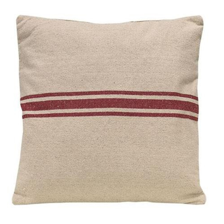 *Red Stripe Grain Sack Pillow GA13P By CWI Gifts