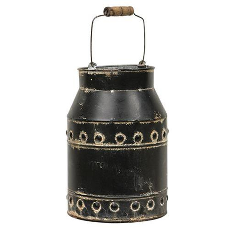 Black Distressed Milk Can With Handle GH16A7562 By CWI Gifts