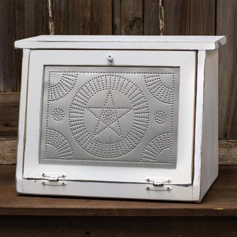 Farmhouse Star Bread Box White GKC62 By CWI Gifts