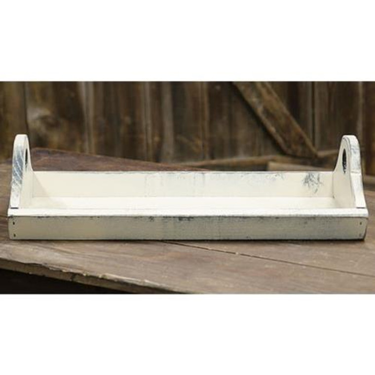 Ivory Wood Tray With Handles GKL24W By CWI Gifts