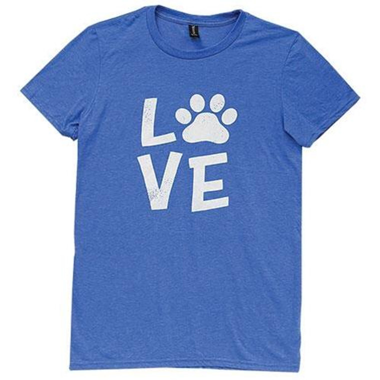 Paw Print Love T-Shirt Heather Blue Large GL12L By CWI Gifts