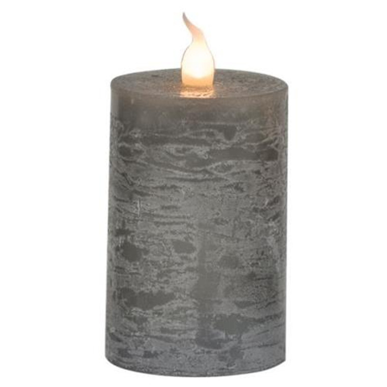 Gray Flicker Pillar 3" GLAS94432 By CWI Gifts
