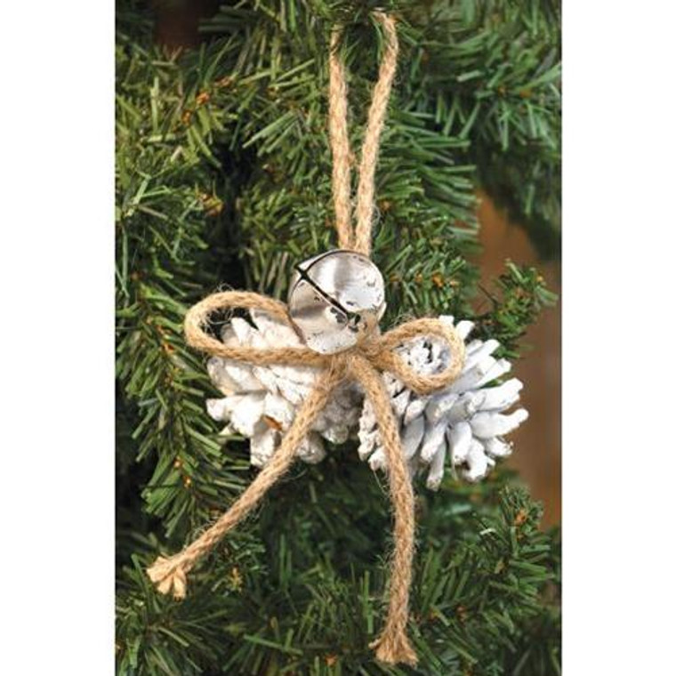 White Pinecone With Bell Ornament GM10055 By CWI Gifts