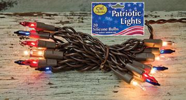Patriotic Lights Brown Cord 20 Ct. M704352B By CWI Gifts