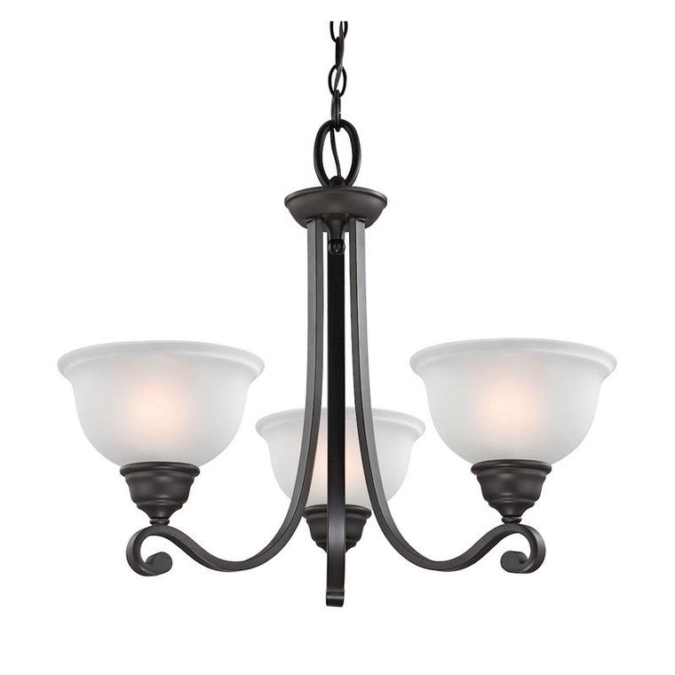 Thomas Hamilton 3-Light Chandelier In Oil Rubbed Bronze With White Glass 2303Ch/10