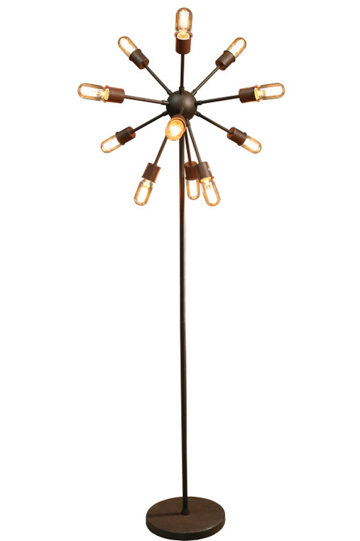 Homeroots Marguirite 12-Light Antique Bronze 16-Inch Edison Floor Lamp With Bulbs 246152