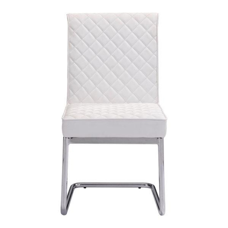 Homeroots 18" X 22.4" X 33.9" 2 Pcs White Leatherette Chromed Steel Armless Dining Chair 248711