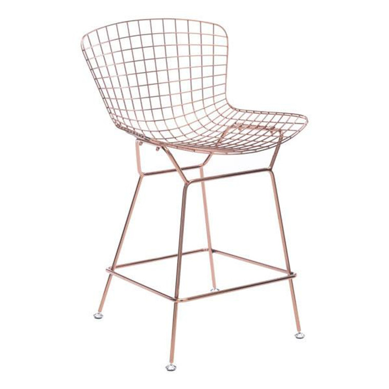 Homeroots 21.3" X 23" X 35.8" 2 Pcs Rose Gold Chromed Steel Wire Counter Chair 248815