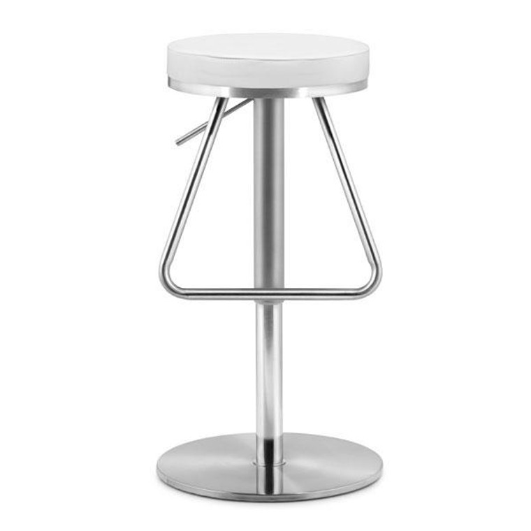 Homeroots 15" X 14" X 31" White Leatherette Barstool 249035