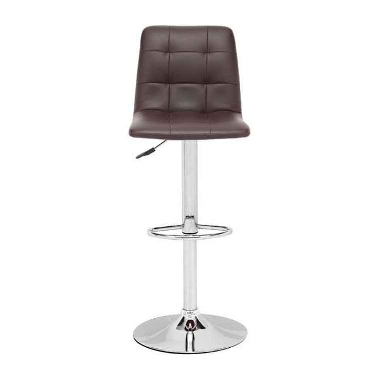 Homeroots 16.9" X 16.3" X 44.9" Espresso Leatherette Chromed Steel Bar Chair 249048