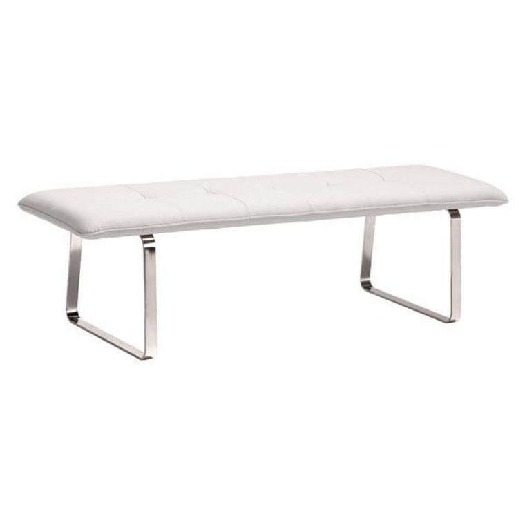 Homeroots 61" X 21" X 17.5" White Leatherette Bench 249114