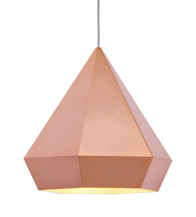 Homeroots 13.8" X 13.8" X 13" Rose Gold, Painted Metal, Steel, Ceiling Lamp 249380