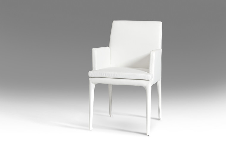 Homeroots 34" White Leatherette And Metal Dining Chair 283460