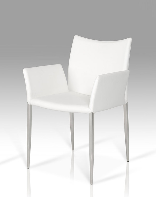 Homeroots 33" White Leatherette And Steel Dining Chair 283732
