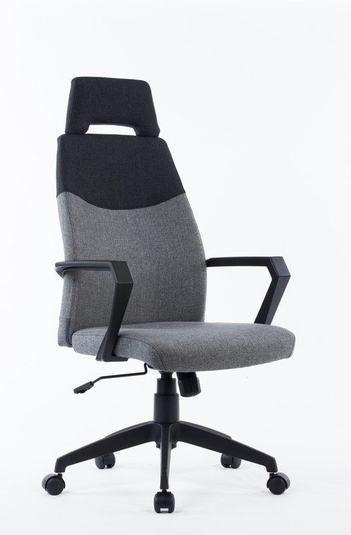 Homeroots 48" Grey And Black Fabric, Plastic, And Steel Office Chair 283756