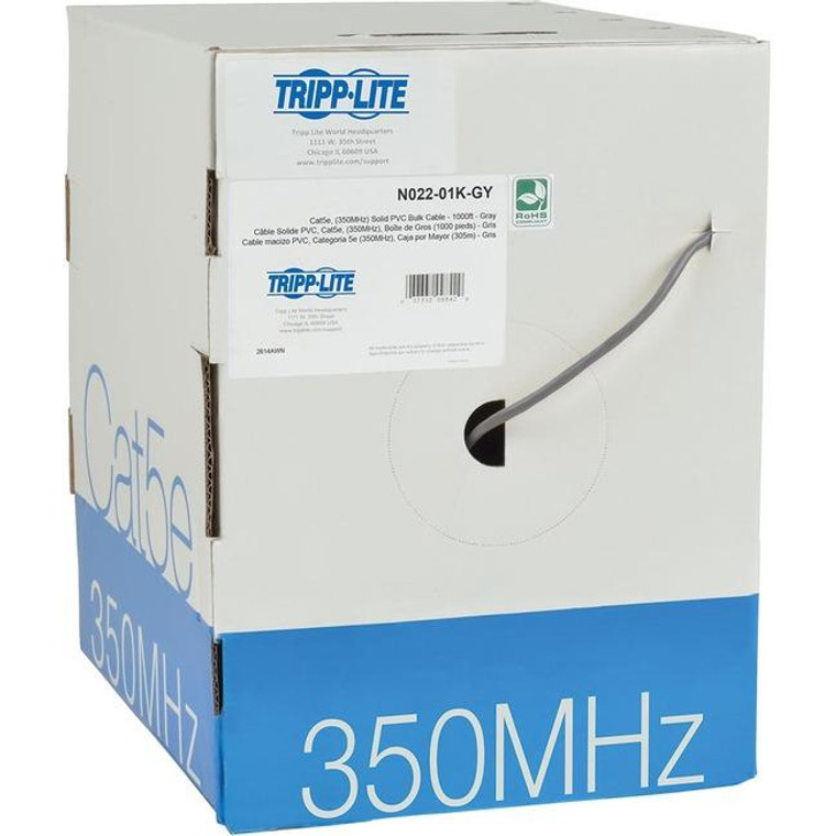 Tripp Lite 1000Ft Pvc Cmr Cat5E Cat5 Solid Utp Bulk Cable Gray 1000' N02201KGY