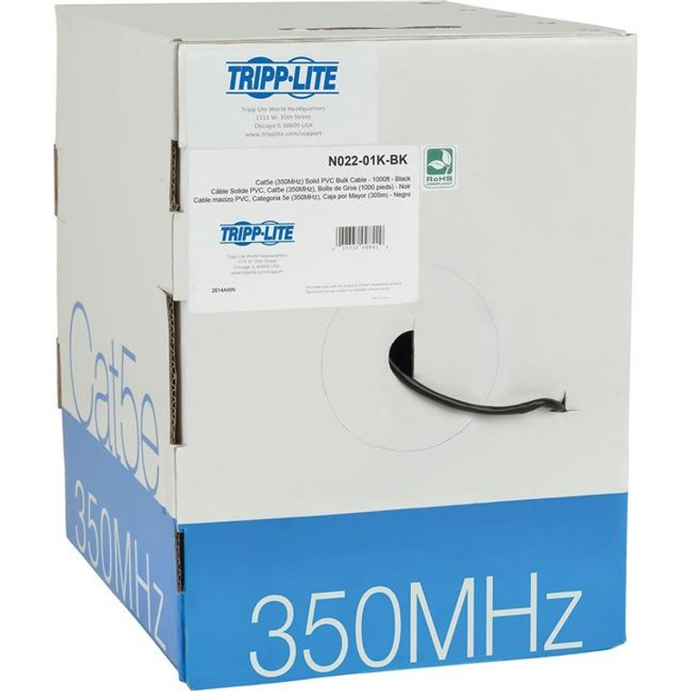 Tripp Lite 1000Ft Cat5 / Cat5E Bulk Cable Solid Cmr Pvc 350Mhz Black 1000' N02201KBK