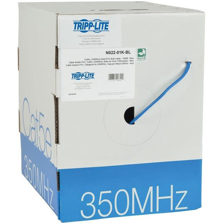 Tripp Lite 1000Ft Cat5 / Cat5E Bulk Cable Solid Cmr Pvc 350Mhz Blue 1000' N02201KBL