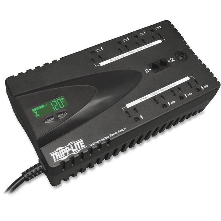 Tripp Lite Ups 650Va 325W Eco Green Battery Back Up Lcd 120V Usb Rj11 Pc ECO650LCD