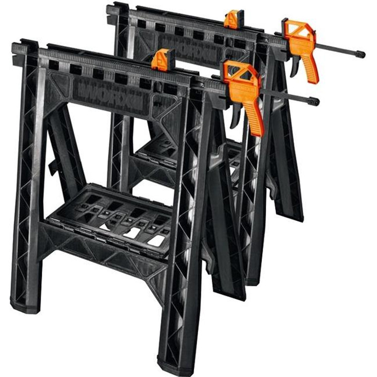 Worx Clamping Sawhorses With Bar Clamps WX065