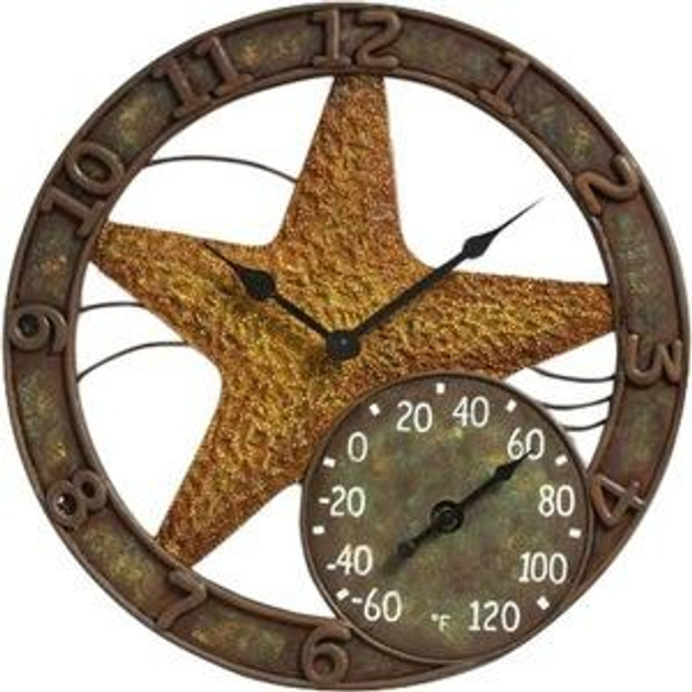Springfield 14" Polystone Starfish Clock And Thermometer 98203TAYLOR