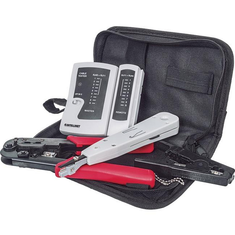Intellinet Network Solutions 4-Piece Network Tool Kit Composed Of Lan Tester, Lsa Punch Down Tool, Crimping Tool And Cutter/Stripper Tool 780070
