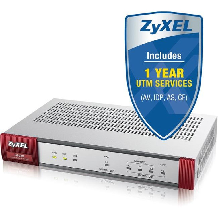 Zyxel Usg40 Next-Generation Usg Firewall With 1 Year Utm Servies USG40