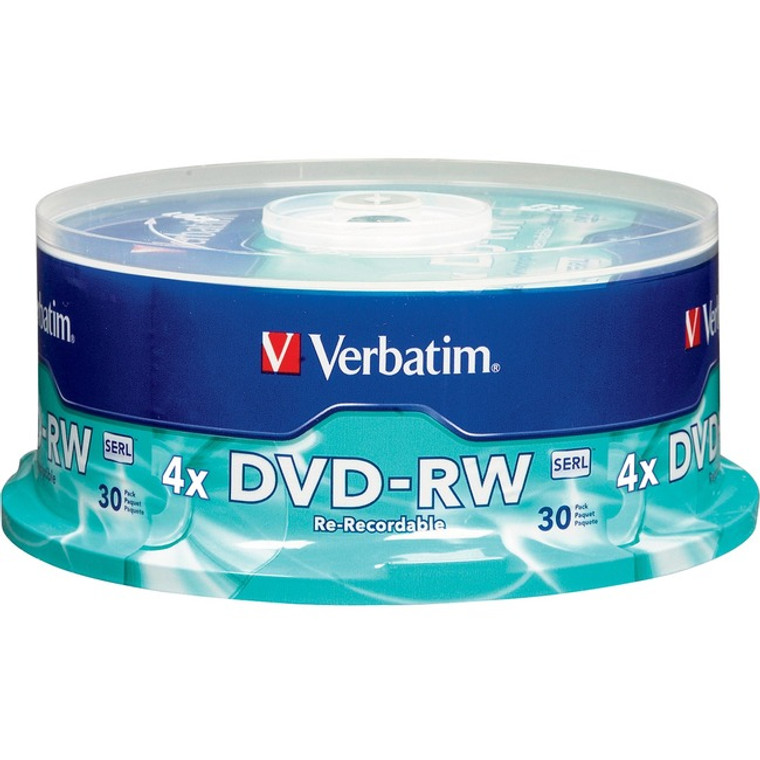 Verbatim Dvd-Rw 4.7Gb 4X With Branded Surface - 30Pk Spindle