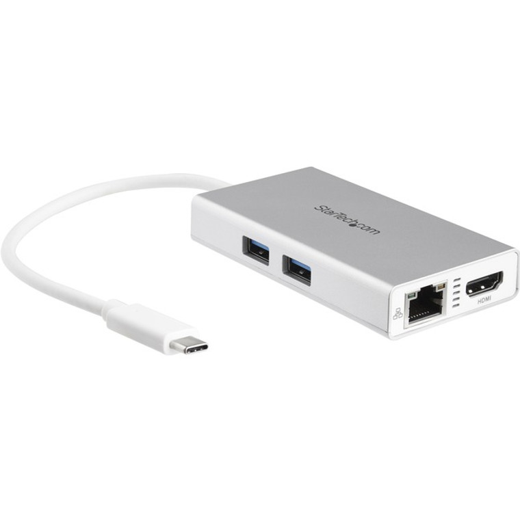 Startech.Com Usb C Multiport Adapter - Aluminum - Power Delivery (Usb Pd) - Usb C To Gigabit Ethernet / 4K Hdmi / Usb 3.0 Hub