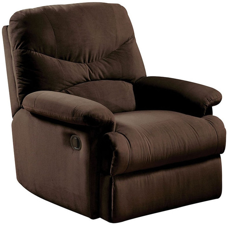 Homeroots 34.65" X 35.04" X 39.76" Chocolate Upholstered Motion Recliner 320535