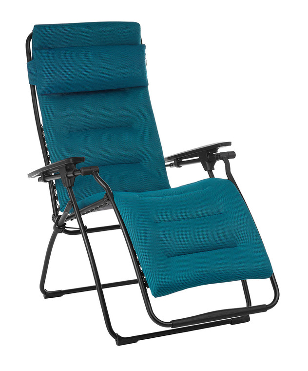 Homeroots Zero Gravity Recliner - Black Frame - Coral Blue Fabric 320604