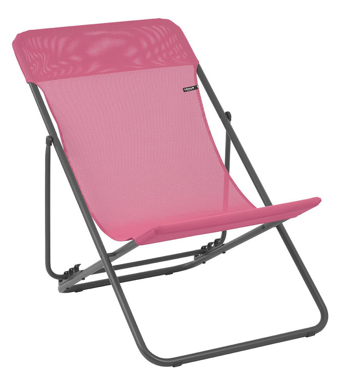 Homeroots Folding Sling Chair - Set Of 2 - Basalt Steel Frame - Begonia Fabric 320615