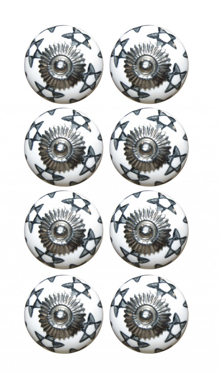 Homeroots 1.5" X 1.5" X 1.5" White, Silver And Gray - Knobs 8-Pack 321651