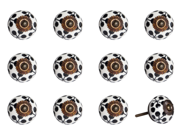 Homeroots 1.5" X 1.5" X 1.5" Black, White And Cooper- Knobs 12-Pack 321680