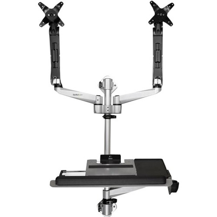 Startech.Com Wall Mounted Computer Workstation - Premium - Articulating Dual Monitor Arm - Keyboard Arm - Wall Mount Sit Stand Desk