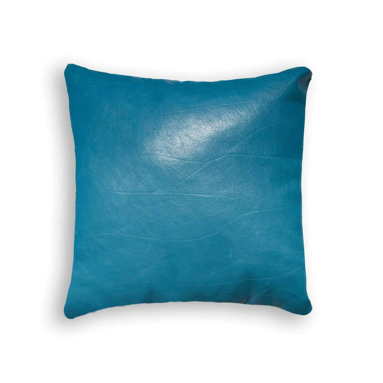 Homeroots 16" X 16" X 5" Turquoise, Cowhide Leather - Pillow 328213