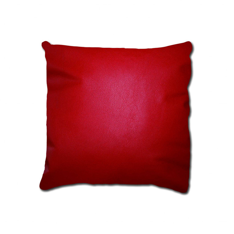 Homeroots 16" X 16" X 5" Red Cowhide Leather - Pillow 328221