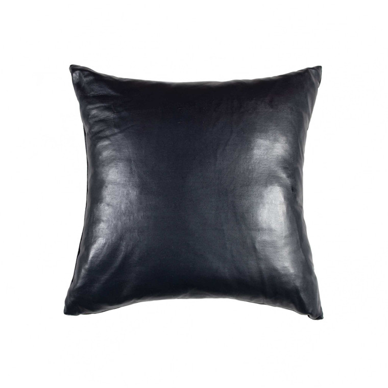 Homeroots 16" X 16" X 5" Saphire Blue Cowhide Leather - Pillow 328222