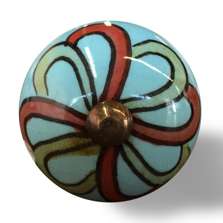 Homeroots 1.5" X 1.5" X 1.5" Turquoise, Red And Green - Knobs 12-Pack 332351