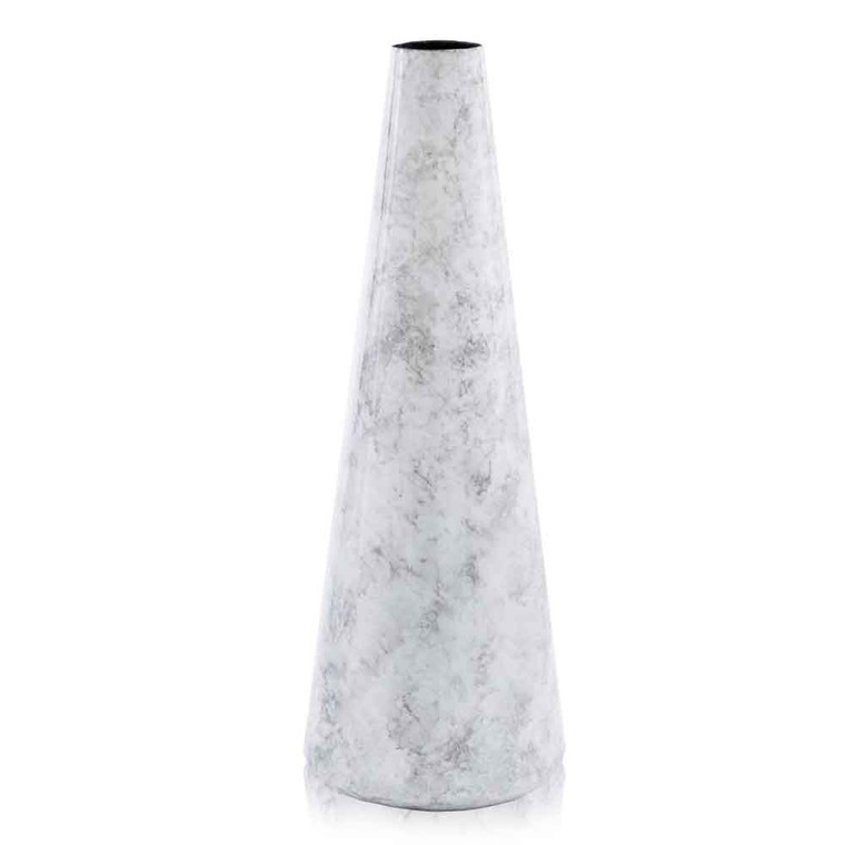 Homeroots 6.5" X 6.5" X 18" White/Tall Cone, Faux Marble - Vase 354686