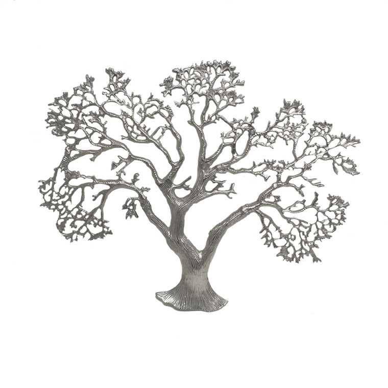 Homeroots 1" X 27.5" X 22" Rough Silver - Tree Wall Sculpture 354697
