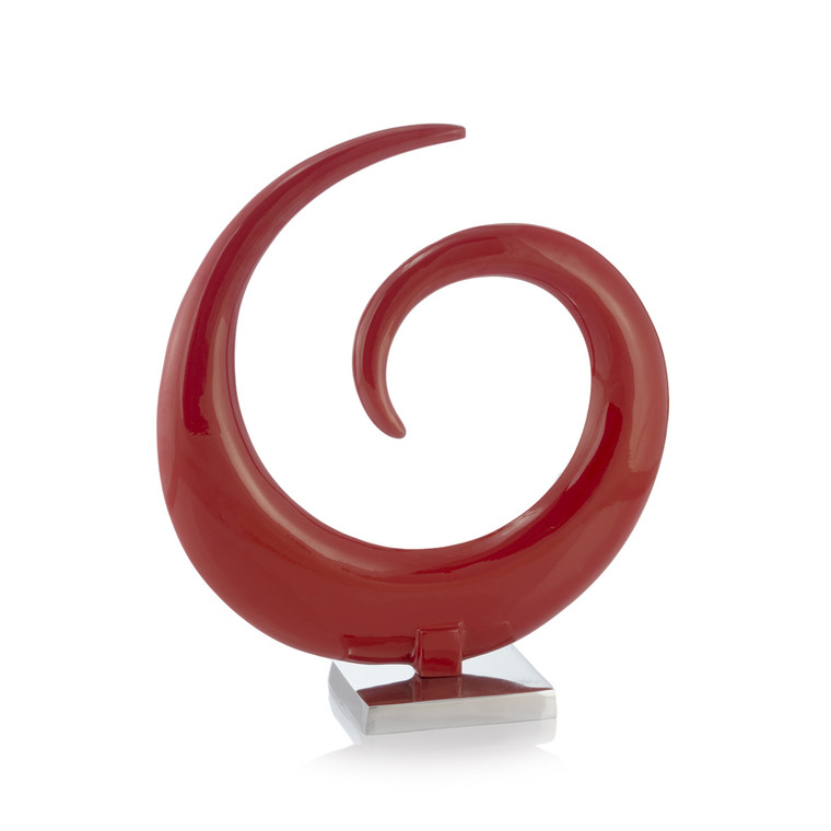 Homeroots 4.5" X 14.5" X 17" Buffed, Red, Small, Spiral Sculpture 354913