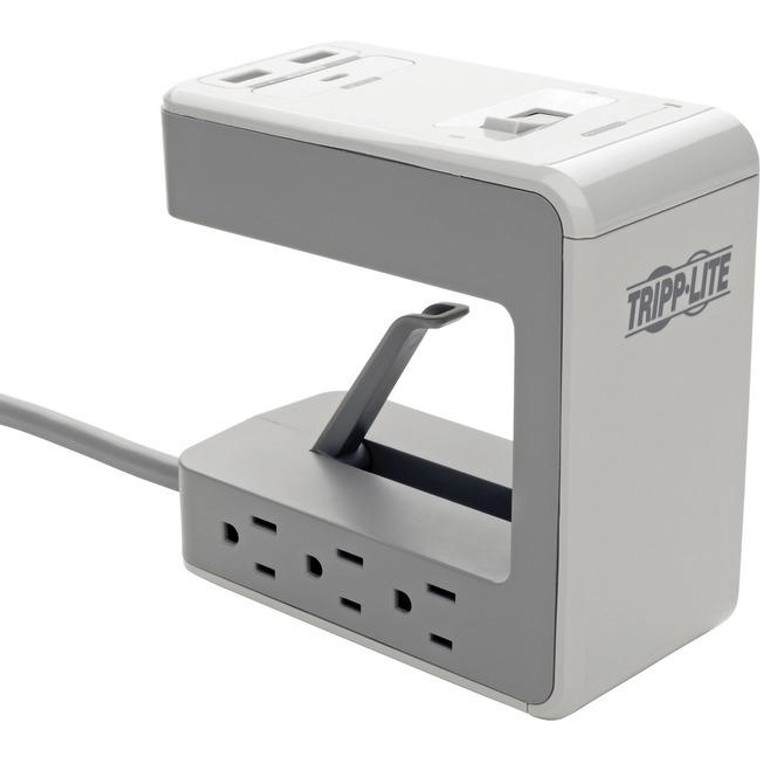 Tripp Lite Surge Protector Desk Clamp 6-Outlet 2 Usb-A; 1 Usb-C 8Ft Cord TLP648USBC