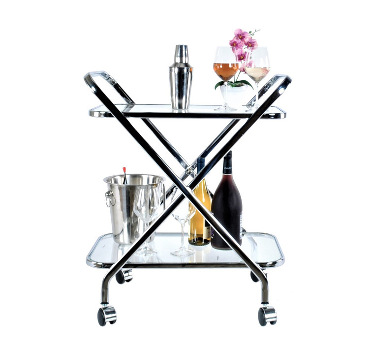 Homeroots 16.5" X 26.25" X 30.5" Chrome, X-Shape - Bar Cart 364168