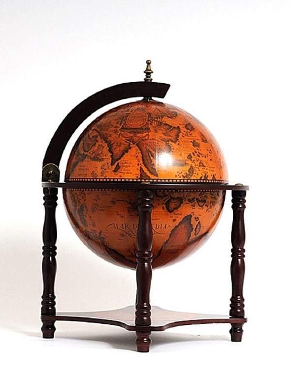 Homeroots 17" X 17" X 22" Red, Globe Bar - 4 Legged Stand 364354