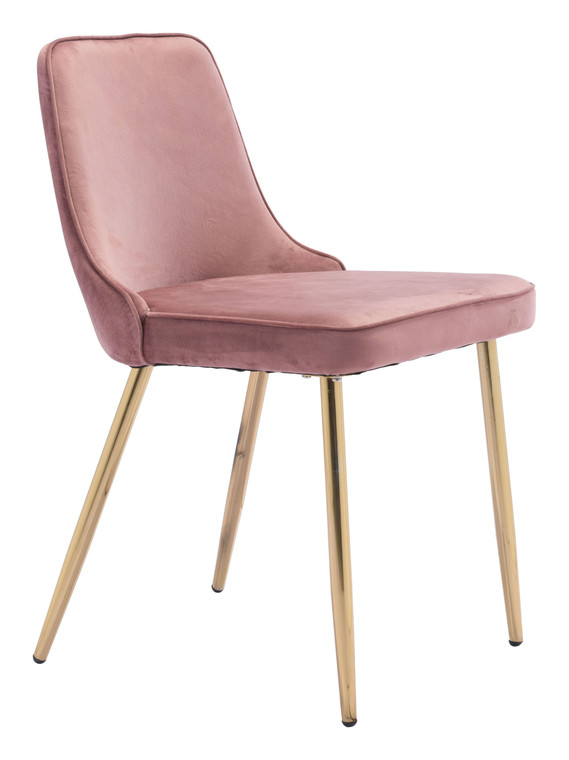 Homeroots 19.7" X 24.2" X 33.5" Pink, Velvet, Steel, Dining Chair 364477